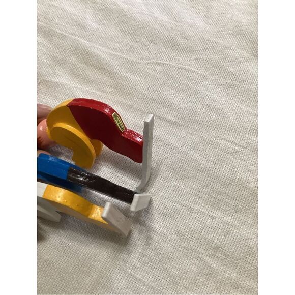 Vintage Wooden Christmas Tree Ornaments 3 Skiers - Picture 3 of 4